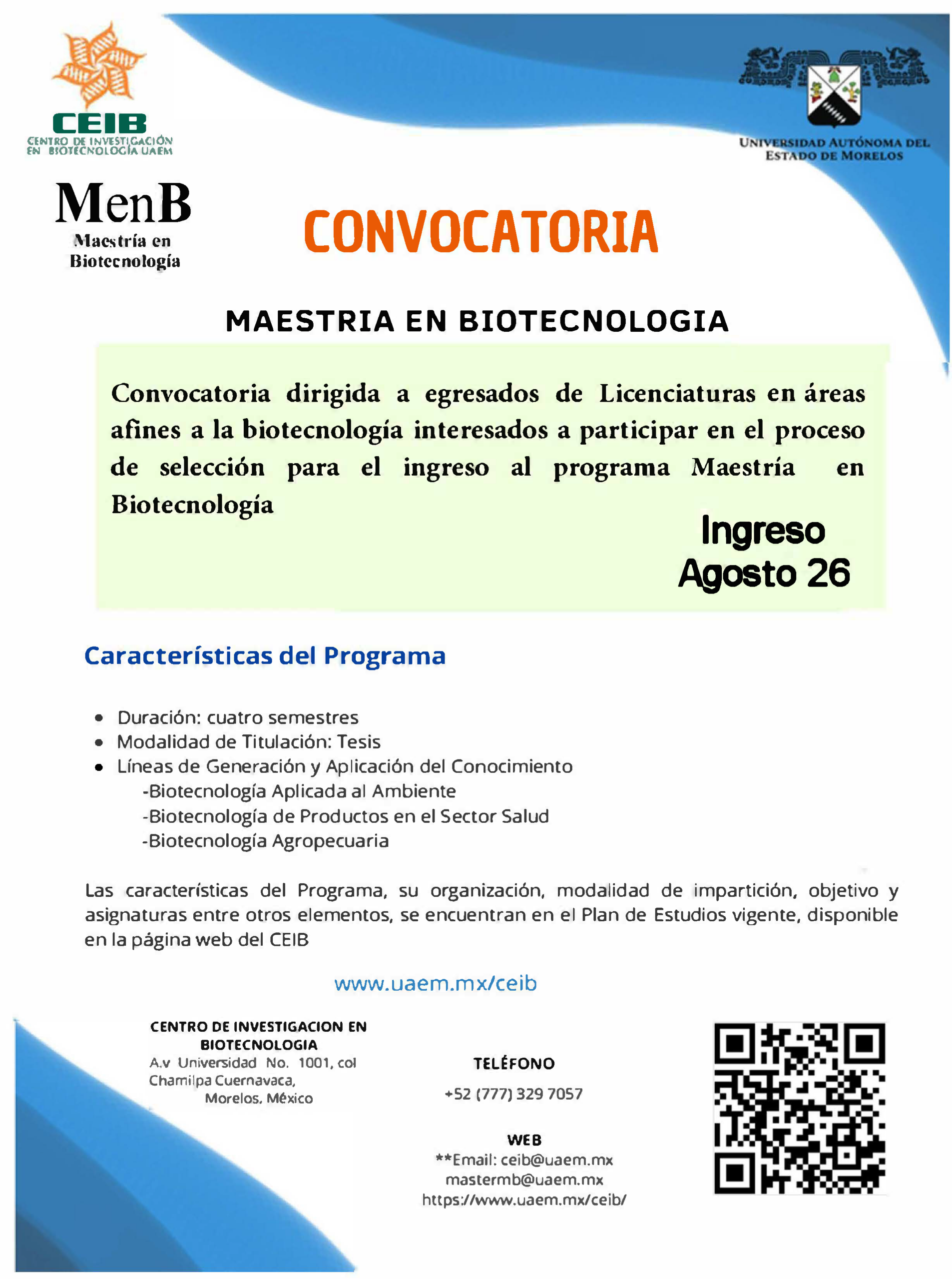 Convocatoria Maestría Biotecnología