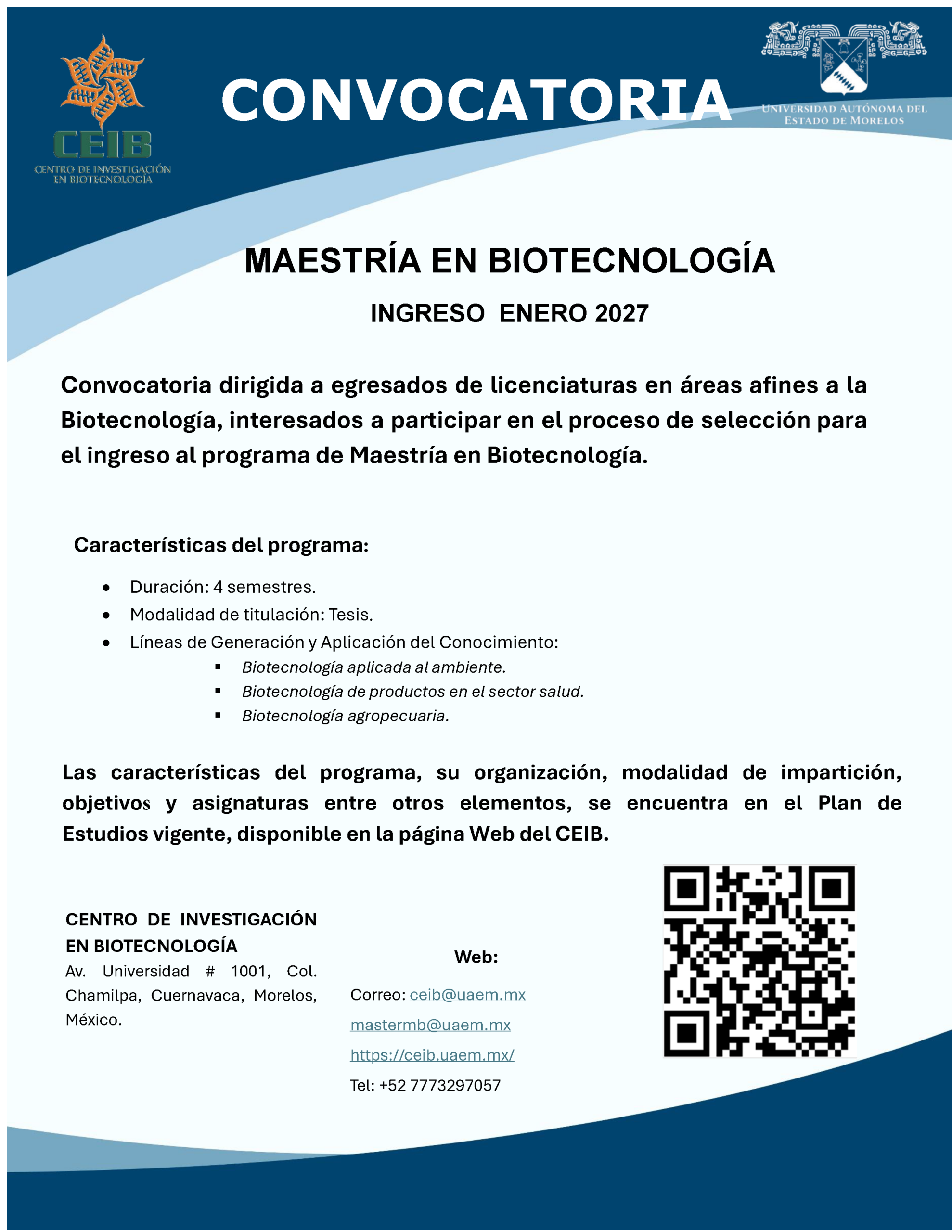 Convocatoria Maestría Biotecnología